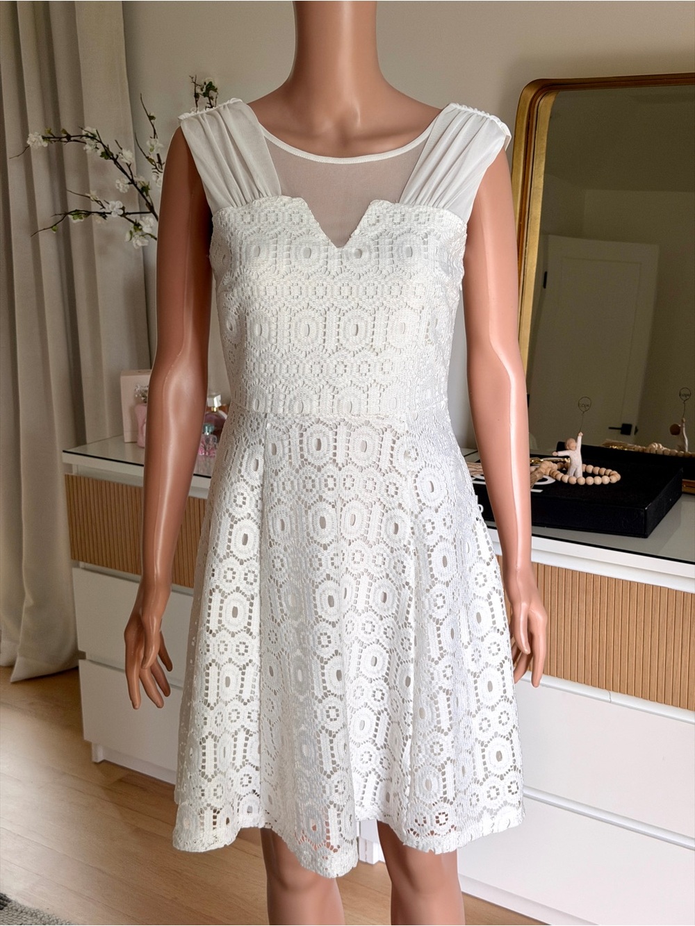 Enfocus Studio White Lace A-Line Mini Dress